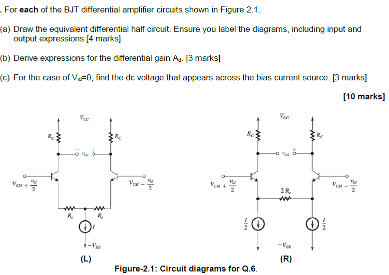 Solved For Each Of The BJT Differential Amplifier Circuits | Chegg.com