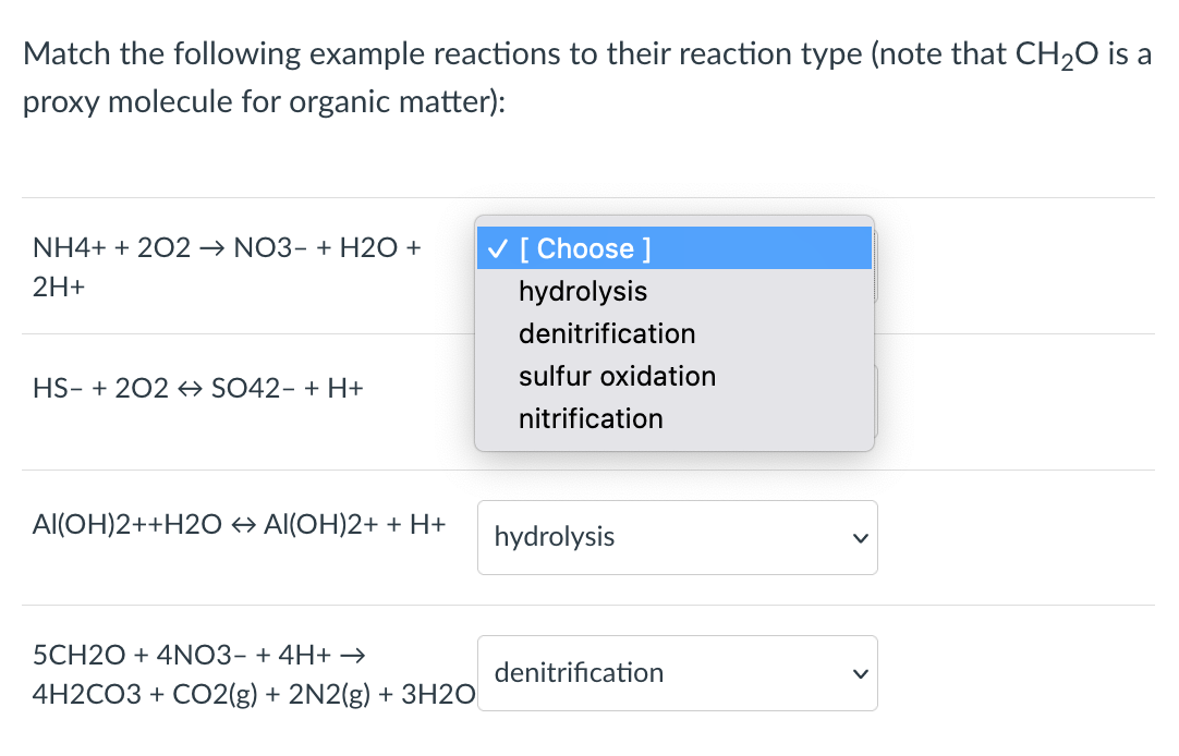 Solved Match the following example reactions to their | Chegg.com