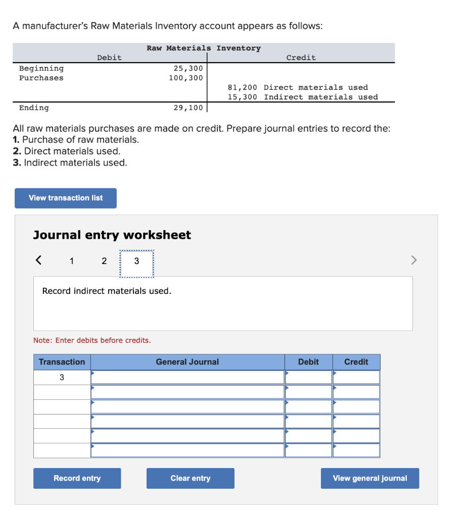 Solved A manufacturer's Raw Materials Inventory account