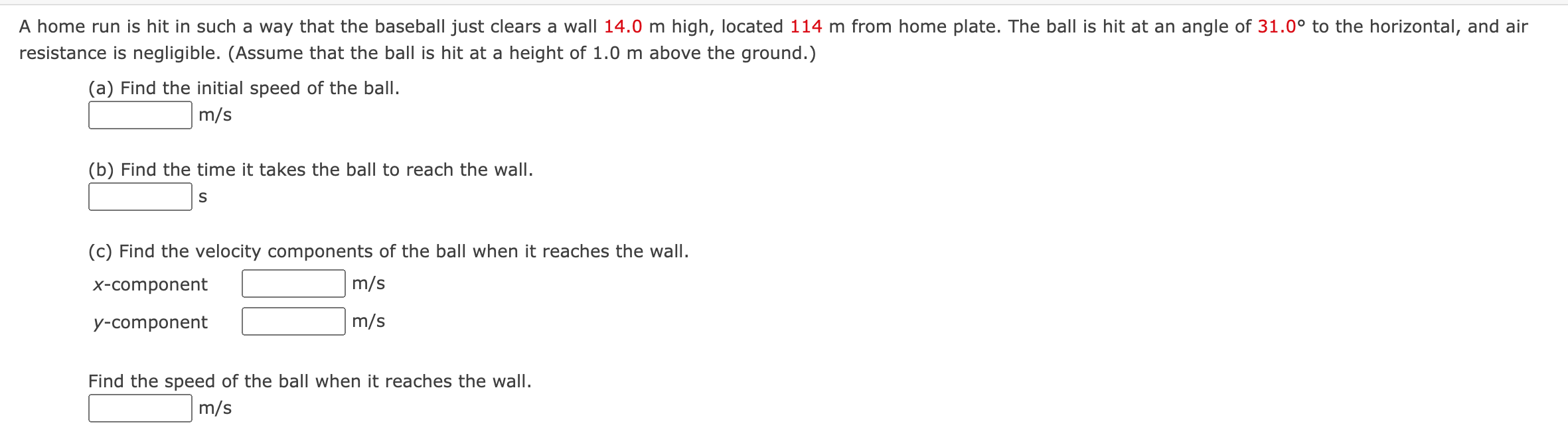 Solved A home run is hit in such a way that the baseball | Chegg.com