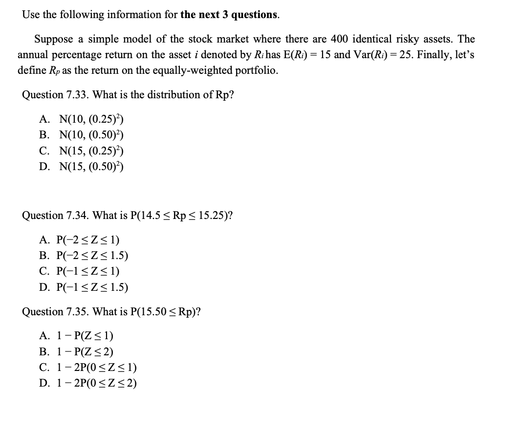 Solved Use the following information for the next 3