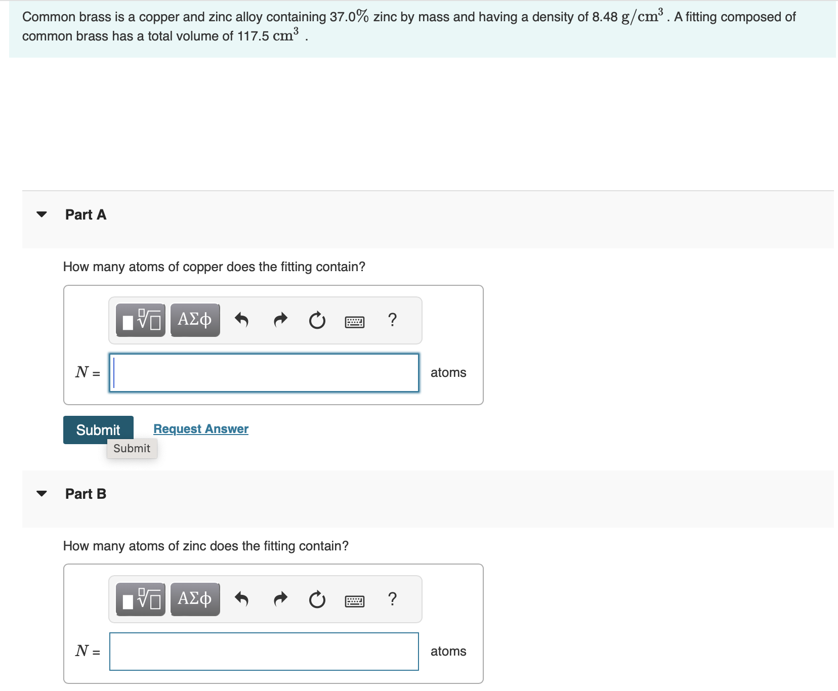 Solved Common brass is a copper and zinc alloy containing