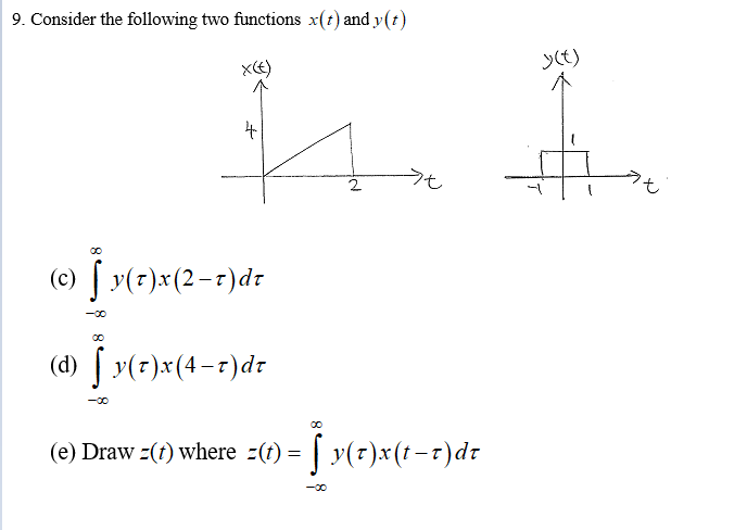 Solved 9. Consider the following two functions x(t) and y(t) | Chegg.com