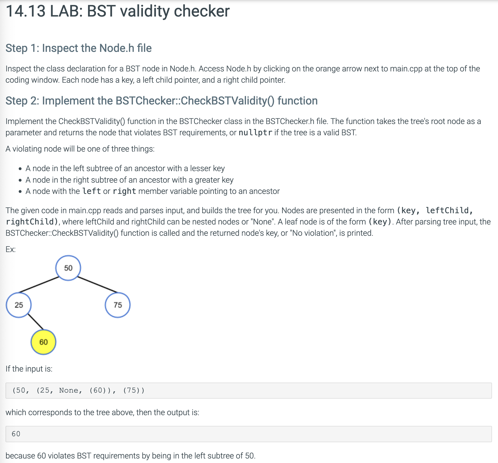 Solved 9:Unit test ∧ 0/1 Invalid tree with left child | Chegg.com