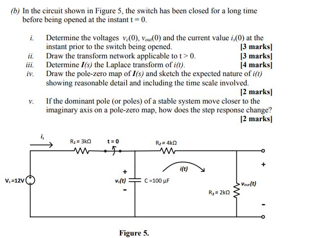 Solved (b) In The Circuit Shown In Figure 5, The Switch Has | Chegg.com