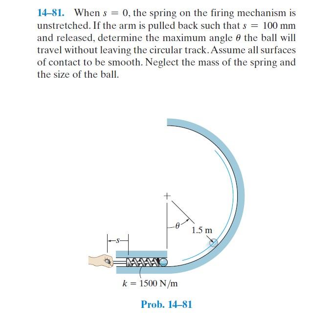 Solved 14–81. When s = 0, the spring on the firing mechanism | Chegg.com