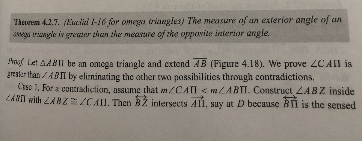 Theorem 4.2.7. Euclid I 16 for omega triangles The Chegg