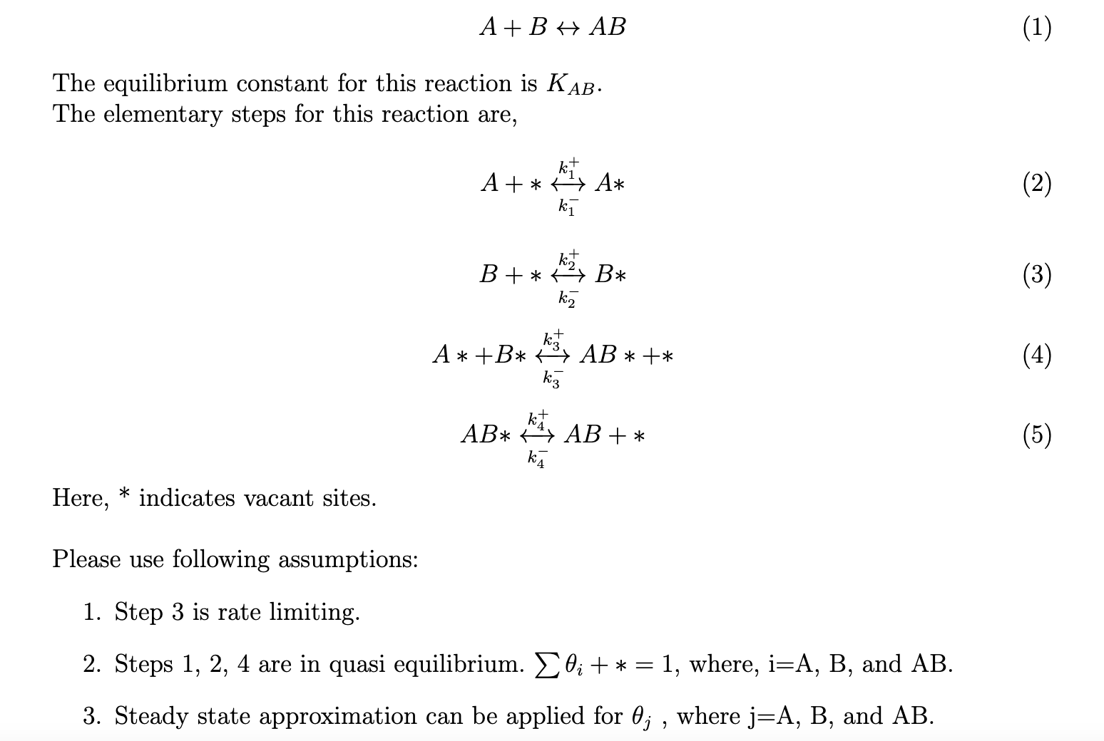 Solved A+B↔AB The Equilibrium Constant For This Reaction Is | Chegg.com