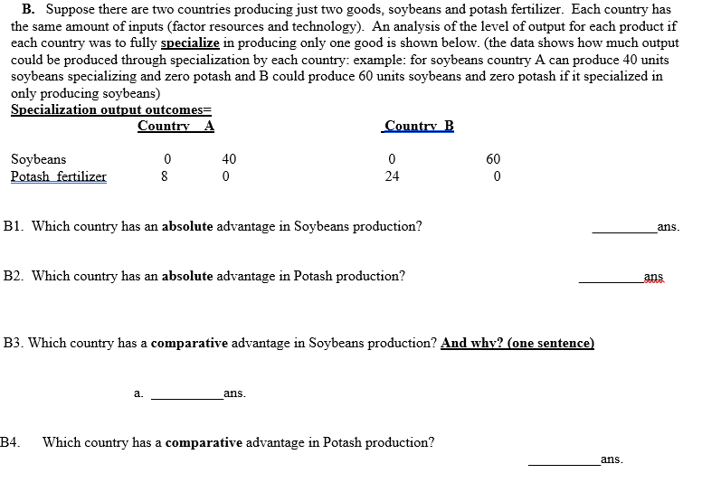 Solved B. Suppose There Are Two Countries Producing Just Two | Chegg.com