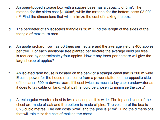 Solved C. An open-topped storage box with a square base has | Chegg.com