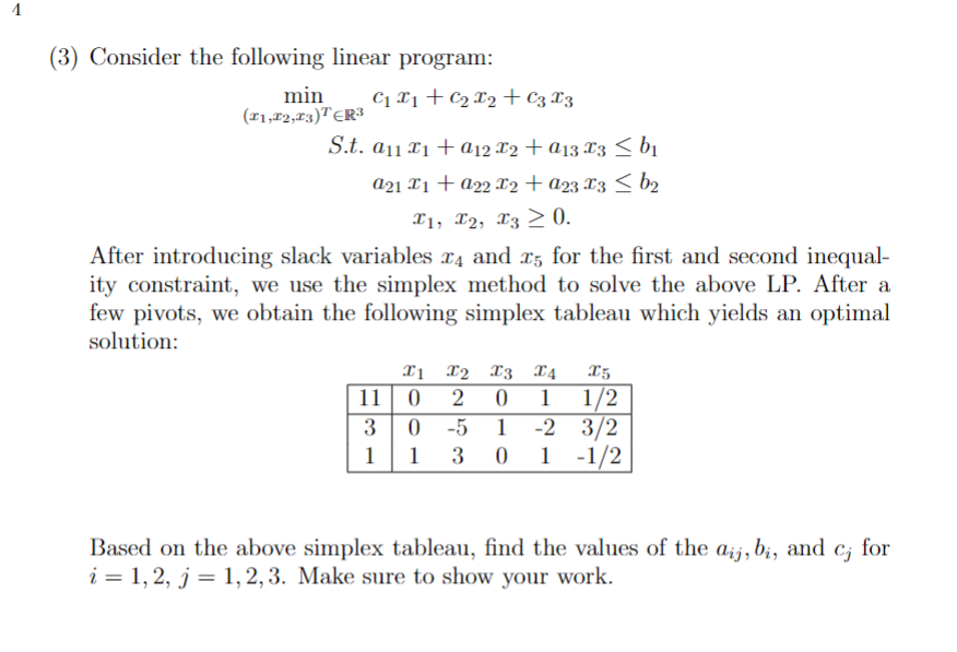 Solved (3) ﻿Consider the following linear | Chegg.com