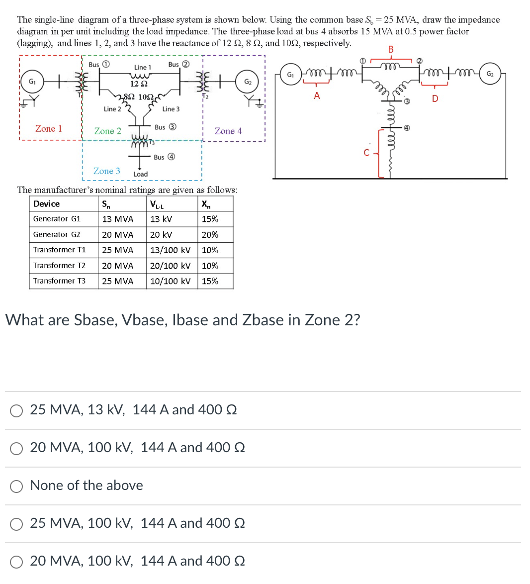 Solved The single-line diagram of a three-phase system is | Chegg.com