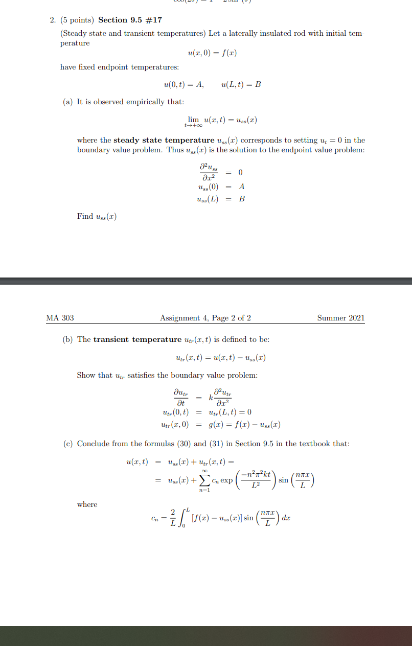 Solved 2. (5 points) Section 9.5 #17 (Steady state and | Chegg.com