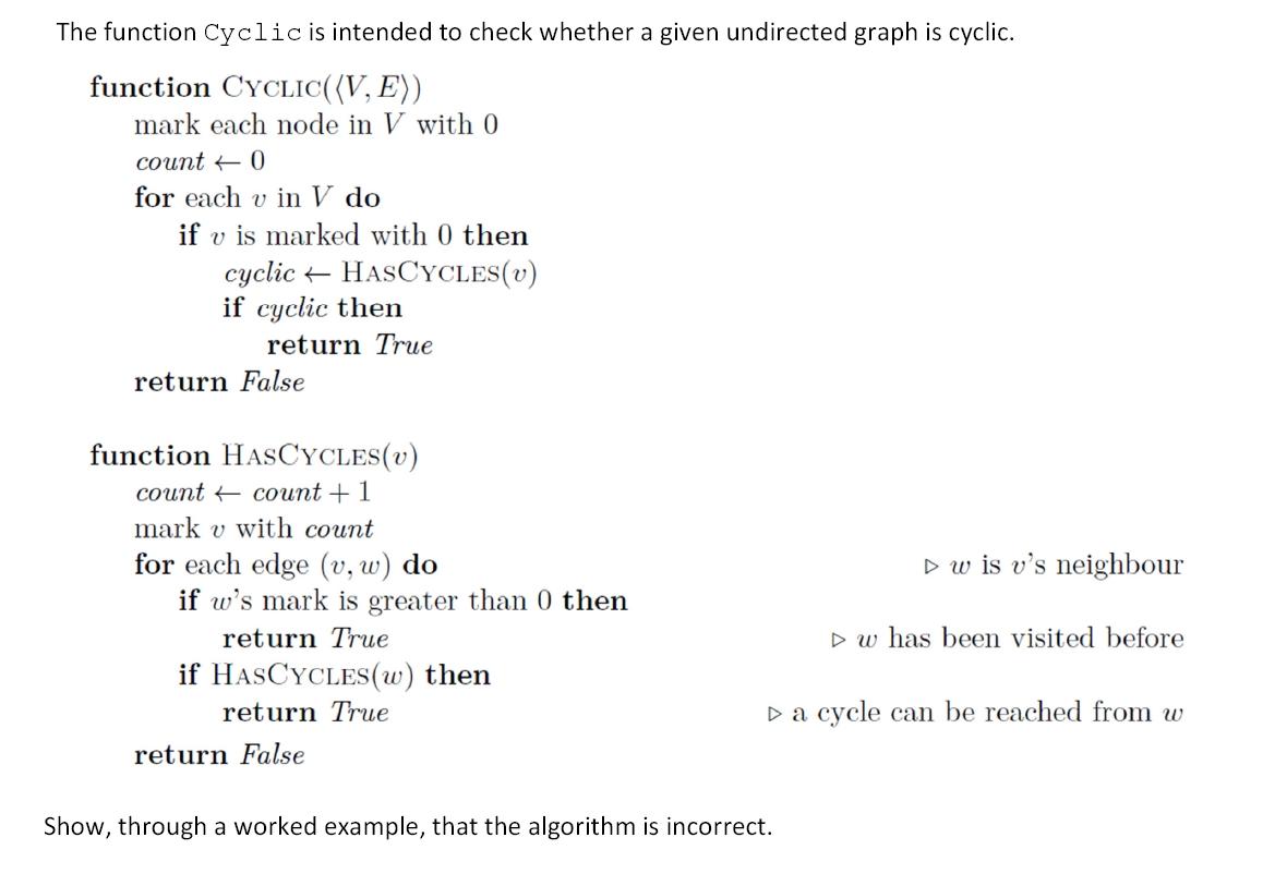 Solved The function Cyclic is intended to check whether a | Chegg.com