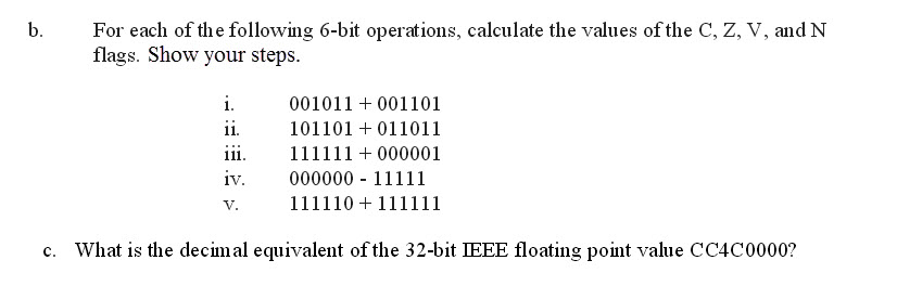 Solved b. For each of the following 6-bit operations, | Chegg.com