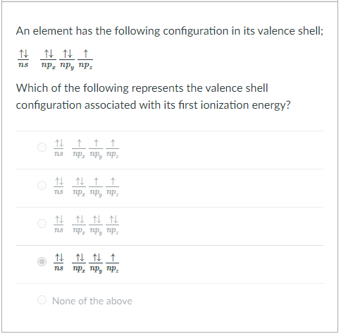 Solved An element has the following configuration in its | Chegg.com