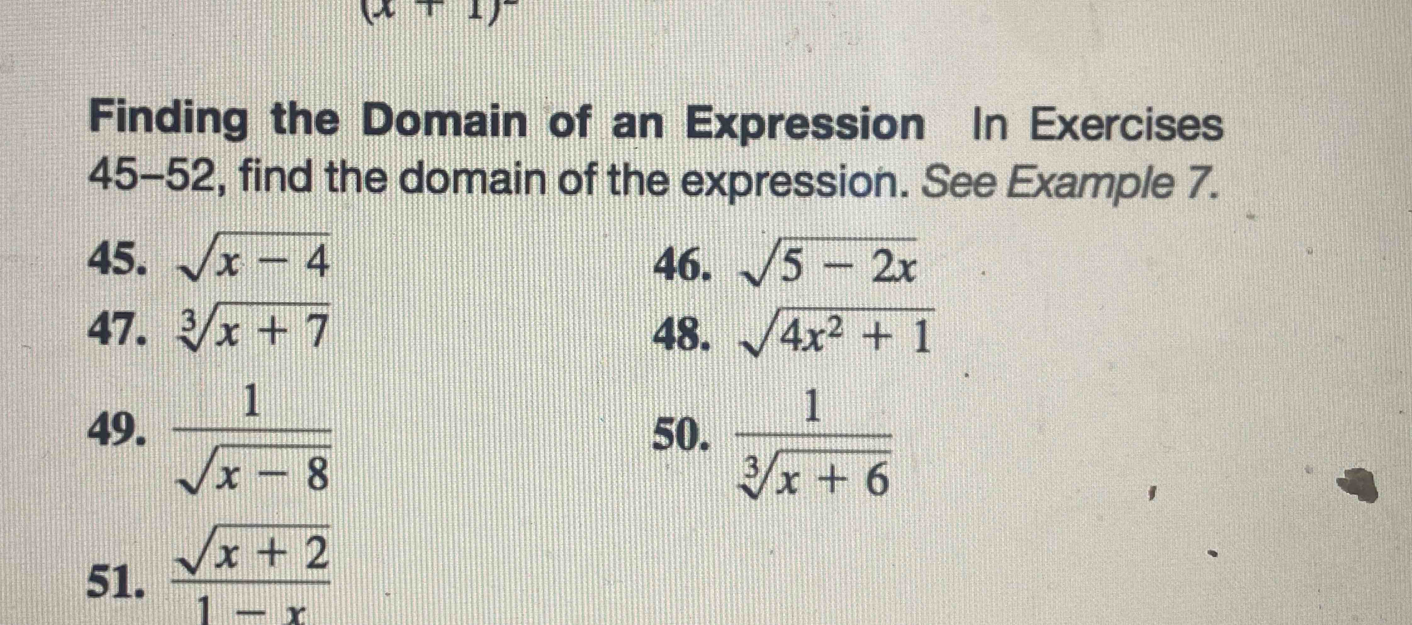 how do you find the domain of an algebraic expression