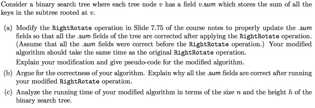 Solved Consider a binary search tree where each tree node v | Chegg.com
