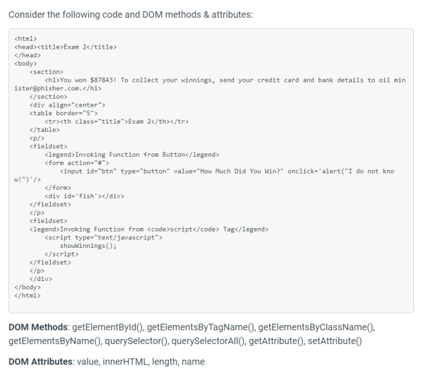 Solved Consider The Following Code And DOM Methods & | Chegg.com