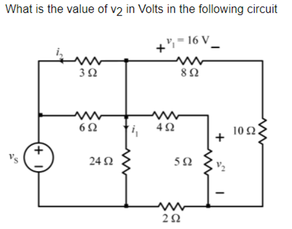 Solved What is the value of v2 in Volts in the following | Chegg.com