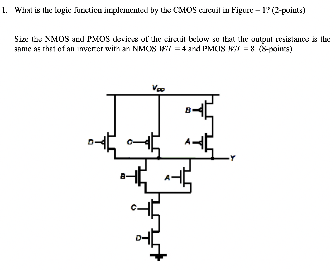 Solved 1. What is the logic function implemented by the CMOS | Chegg.com