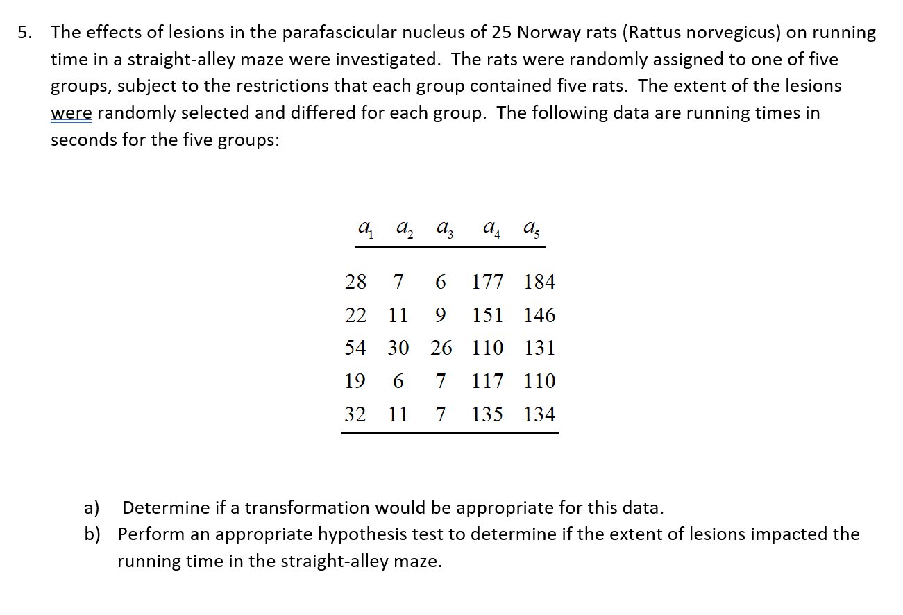 The effects of lesions in the parafascicular nucleus of 25 Norway rats (Rattus norvegicus) on running time in a straight-alle