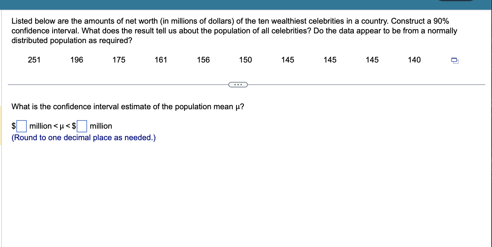 Solved Listed Below Are The Amounts Of Net Worth (in | Chegg.com