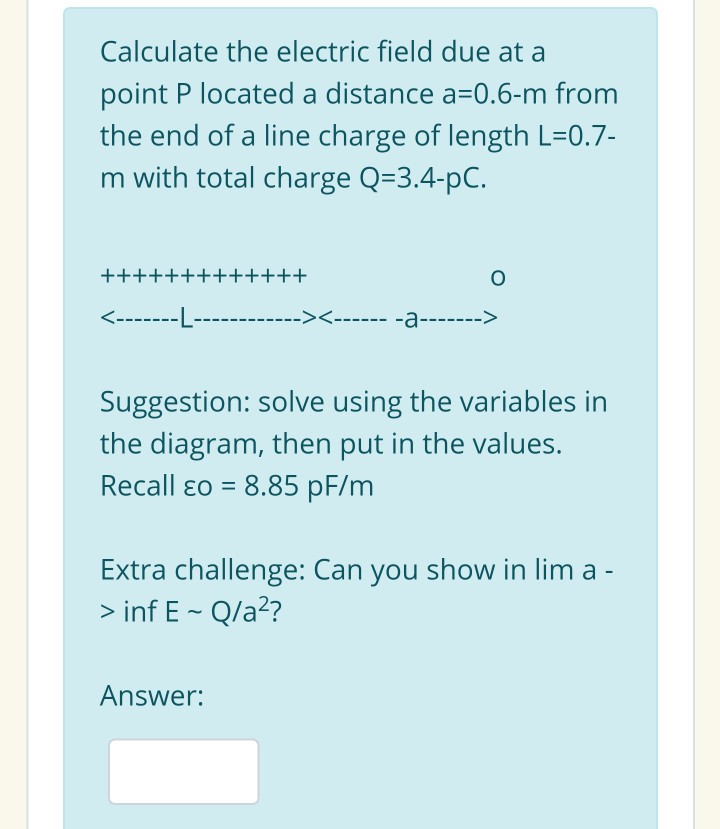 Solved Calculate the electric field due at a point P located | Chegg.com