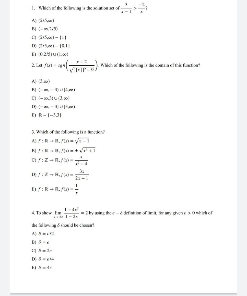 Solved 1 Which Of The Following Is The Solution Set Of Chegg Com