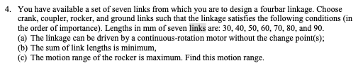 Solved 4. You have available a set of seven links from which | Chegg.com