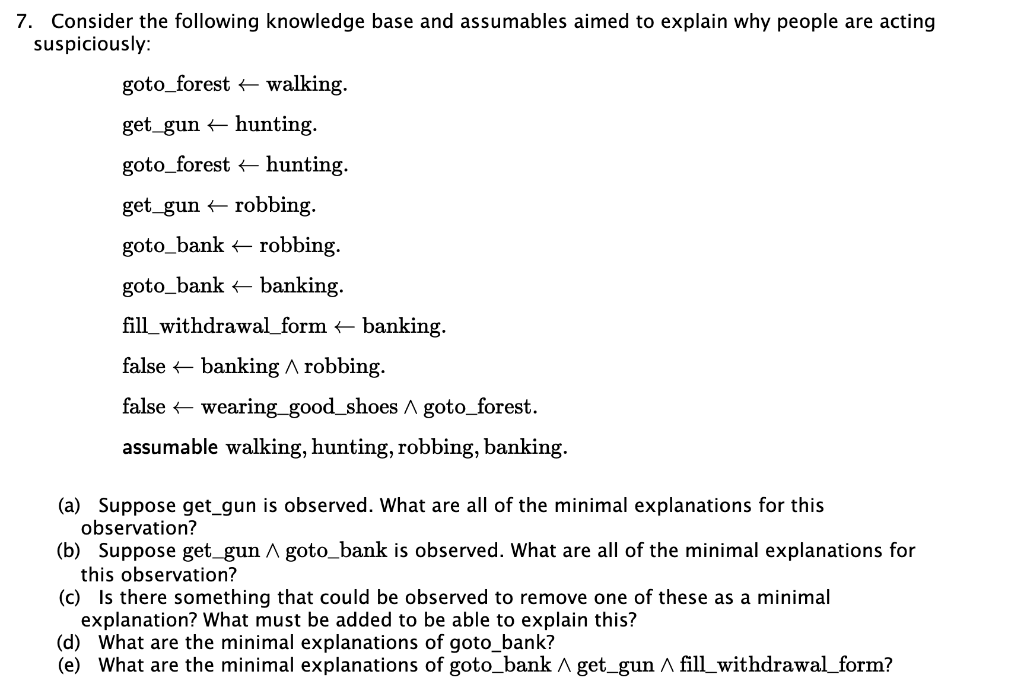 Solved 7. Consider the following knowledge base and | Chegg.com