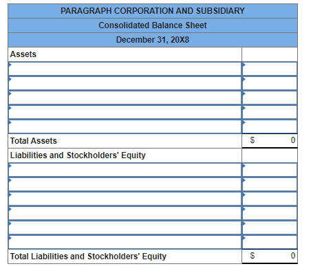 Solved On December 31, 20X8, Paragraph Corporation acquired | Chegg.com