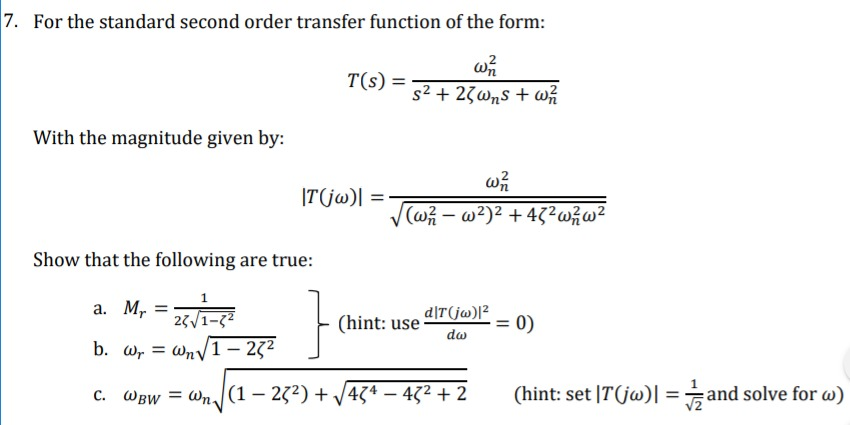 solved-7-for-the-standard-second-order-transfer-function-of-chegg