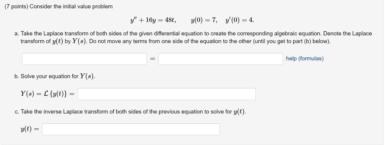 Solved (7 points) Consider the initial value problem y" + | Chegg.com