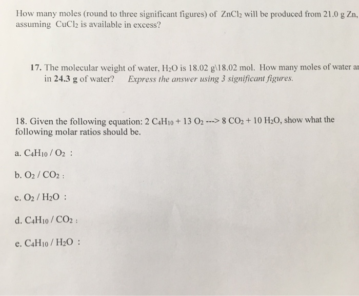 Solved How many moles (round to three significant figures) | Chegg.com