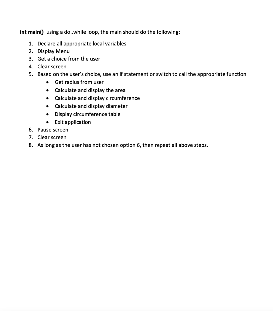 Solved Create a menu-driven application that takes the | Chegg.com