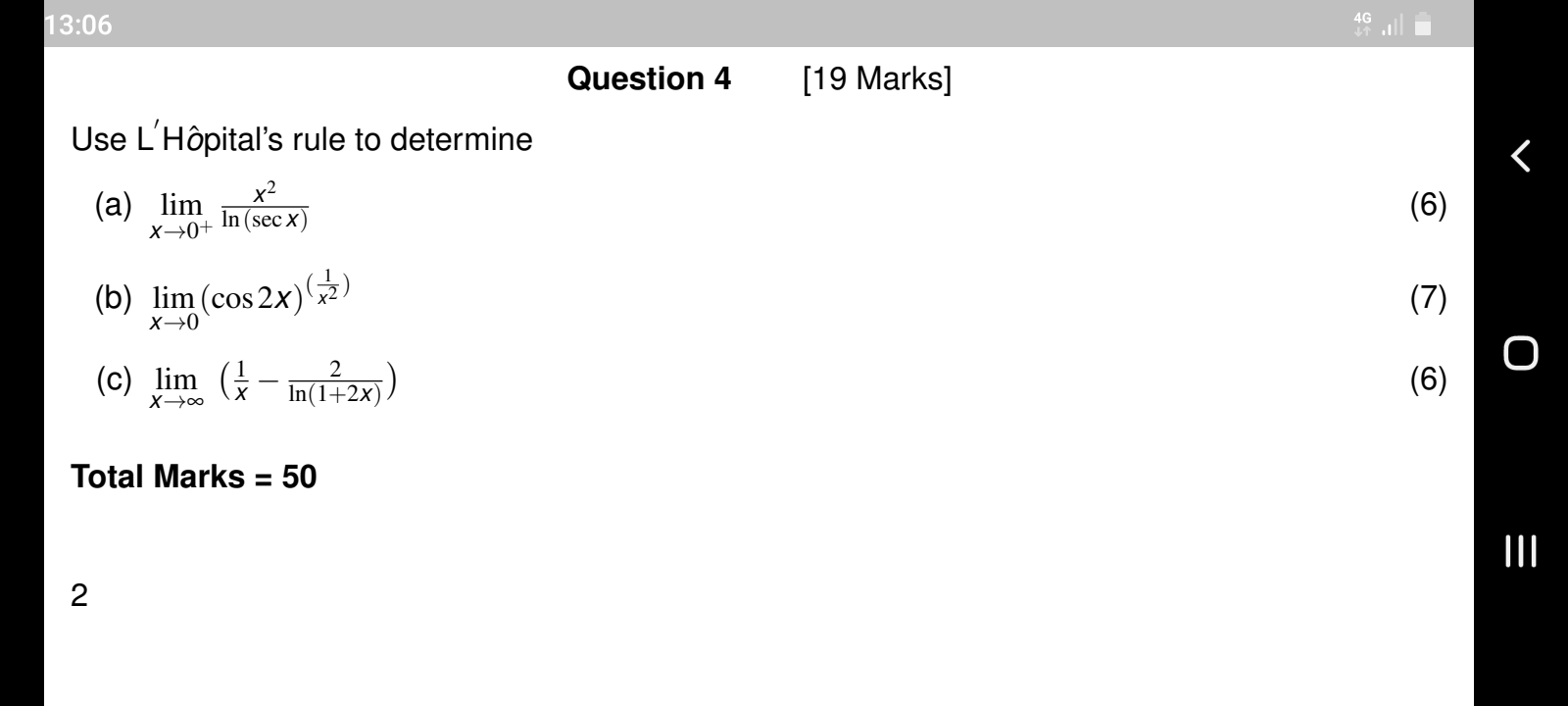 Solved Use L'Hôpital's rule to determine (a) | Chegg.com