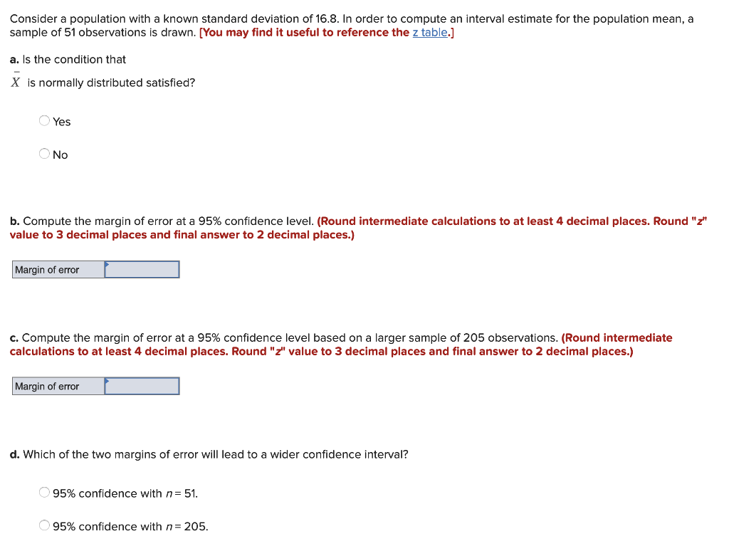 Solved Consider a population with a known standard deviation | Chegg.com