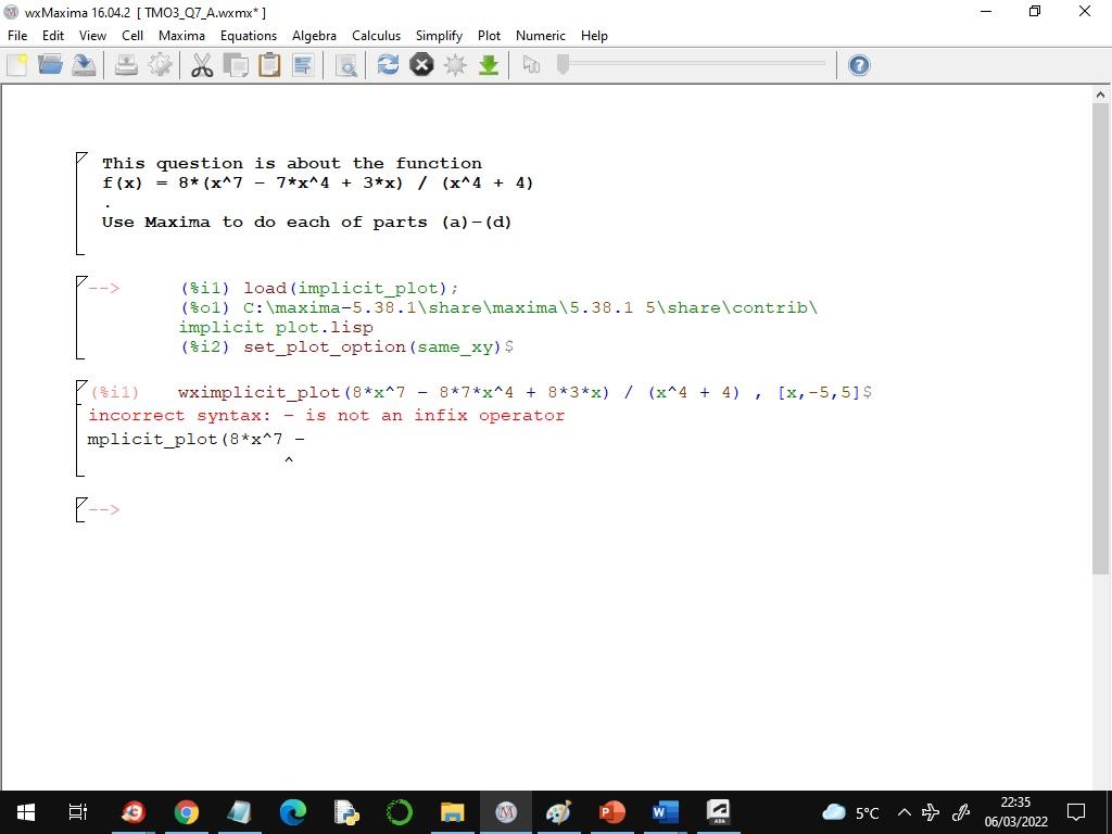 Solved - X wxMaxima 16.04.2 [ TMO3_07_A.wxmx*] File Edit | Chegg.com