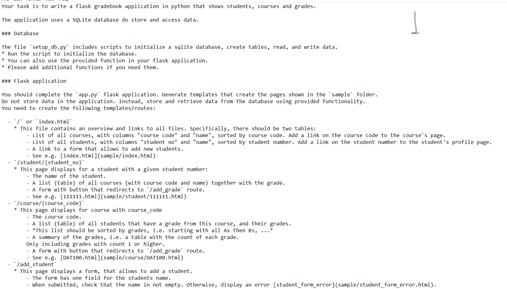 Your task is to write a flask gradebook application | Chegg.com