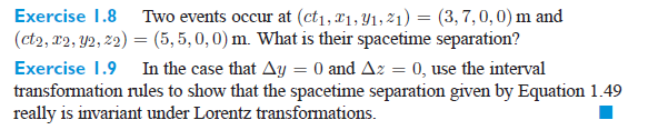 Solved Spacetime separation (As)2 = (cAt)2 – (Ac)2 – (Ay)2 – | Chegg.com