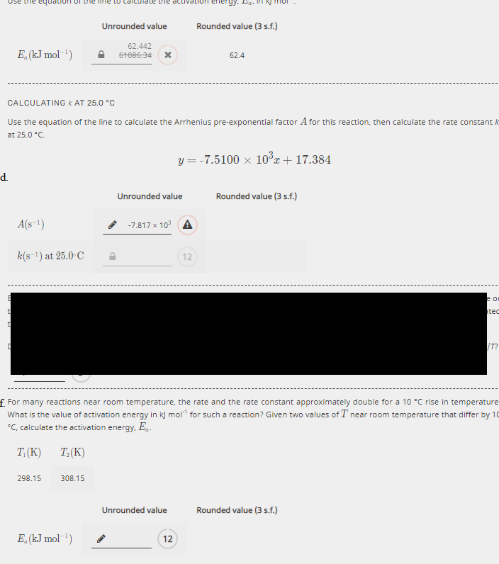 Solved equal gy. Da. Rounded value (3 s.f.) Unrounded value | Chegg.com