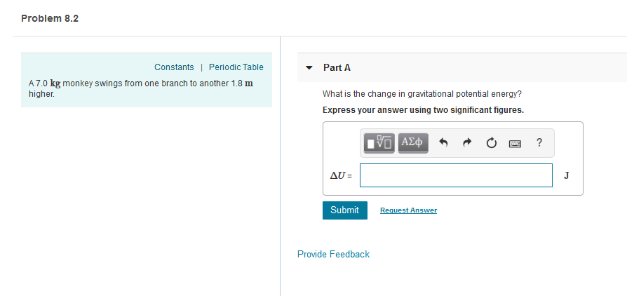 Solved Problem 8.2 Constants | Periodic Table Part A A7.0 kg | Chegg.com