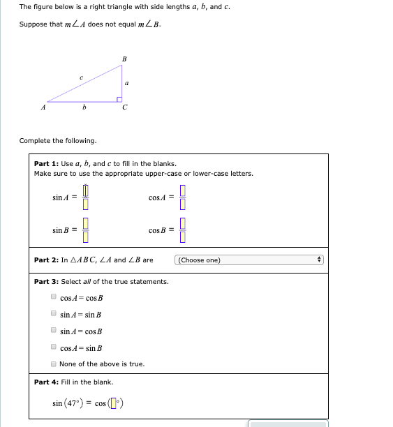 Solved The figure below is a right triangle with side | Chegg.com