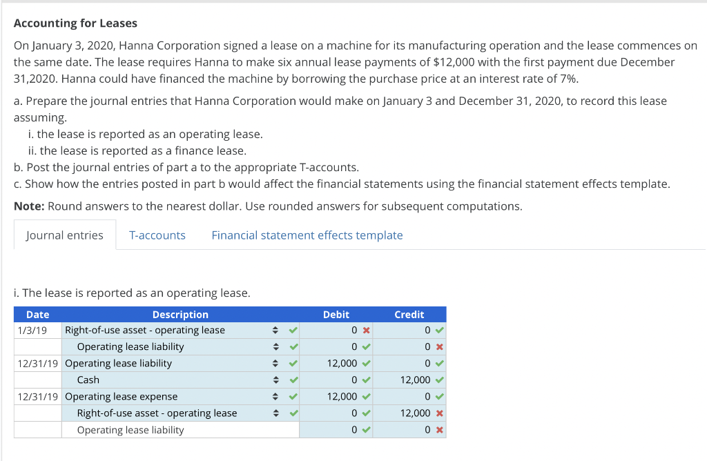 Solved Accounting for Leases On January 3, 2020, Hanna