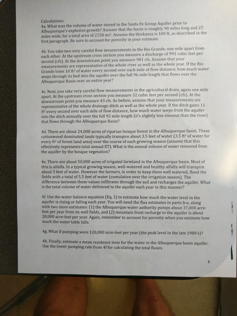 Solved Problem 4. Water budget for Albuquerque aquifer (30 | Chegg.com