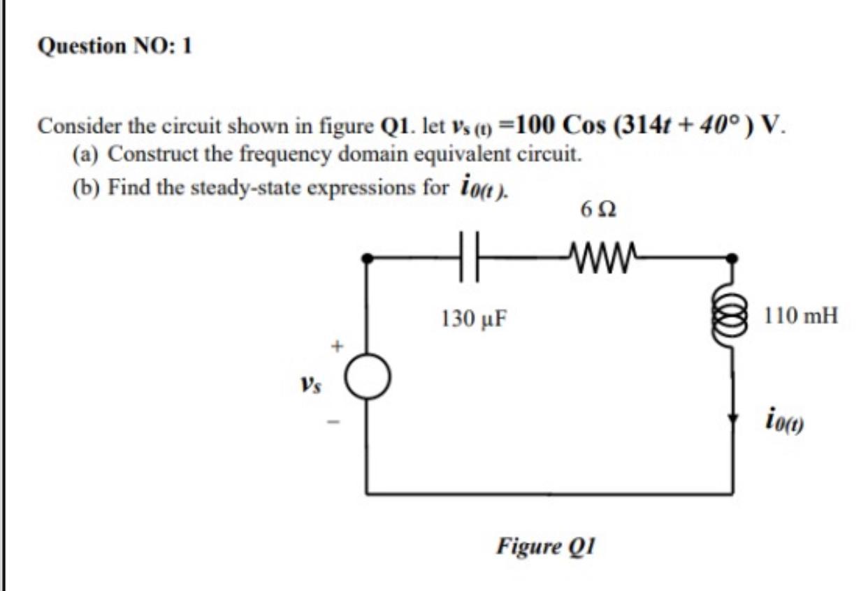 Solved Question NO: 1 Consider the circuit shown in figure | Chegg.com