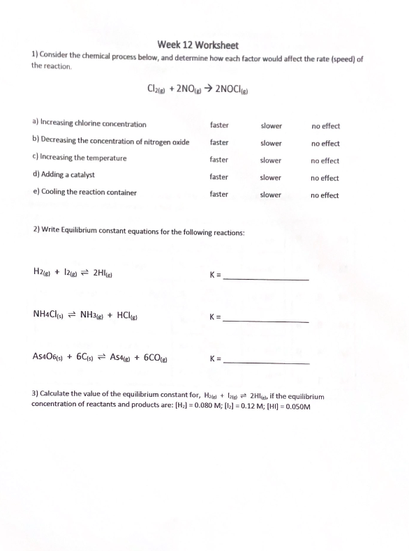 Solved Week 12 Worksheet 1) Consider the chemical process | Chegg.com