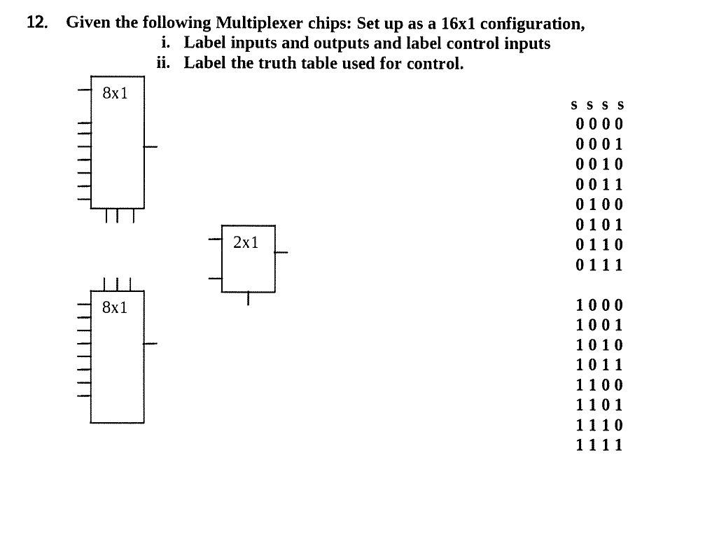 Solved: 12. Given the following Multiplexer chips: Set up
