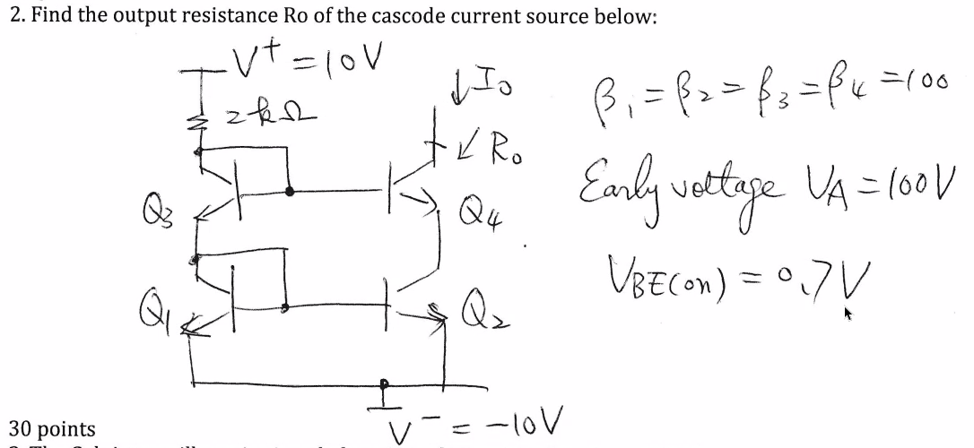 Solved 2 Find The Output Resistance Ro Of The Cascode Cu Chegg Com